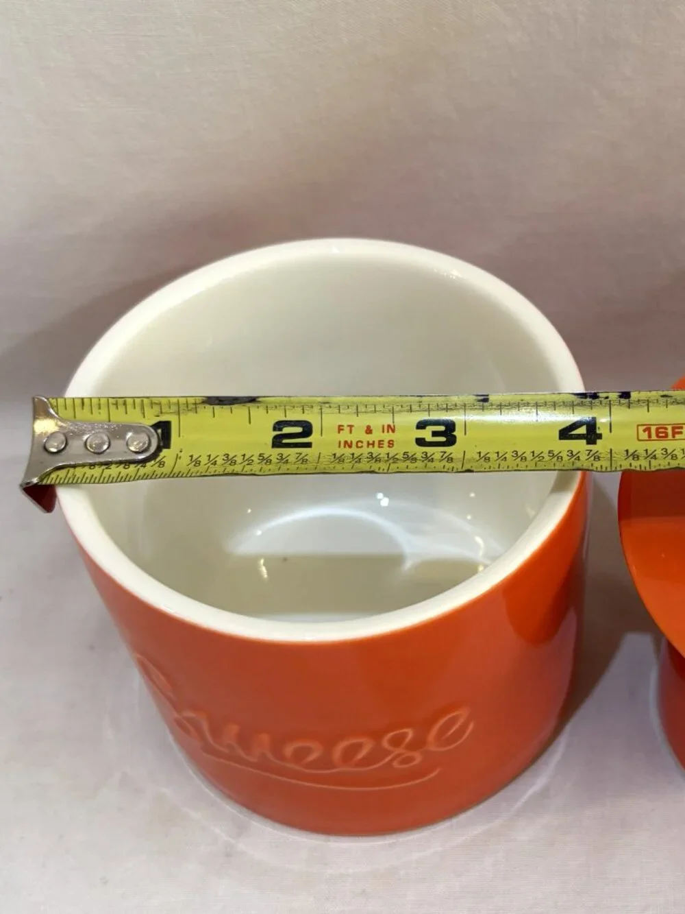 Sweese Ceramic Porcelain Butter Bell Crock Keeper Orange